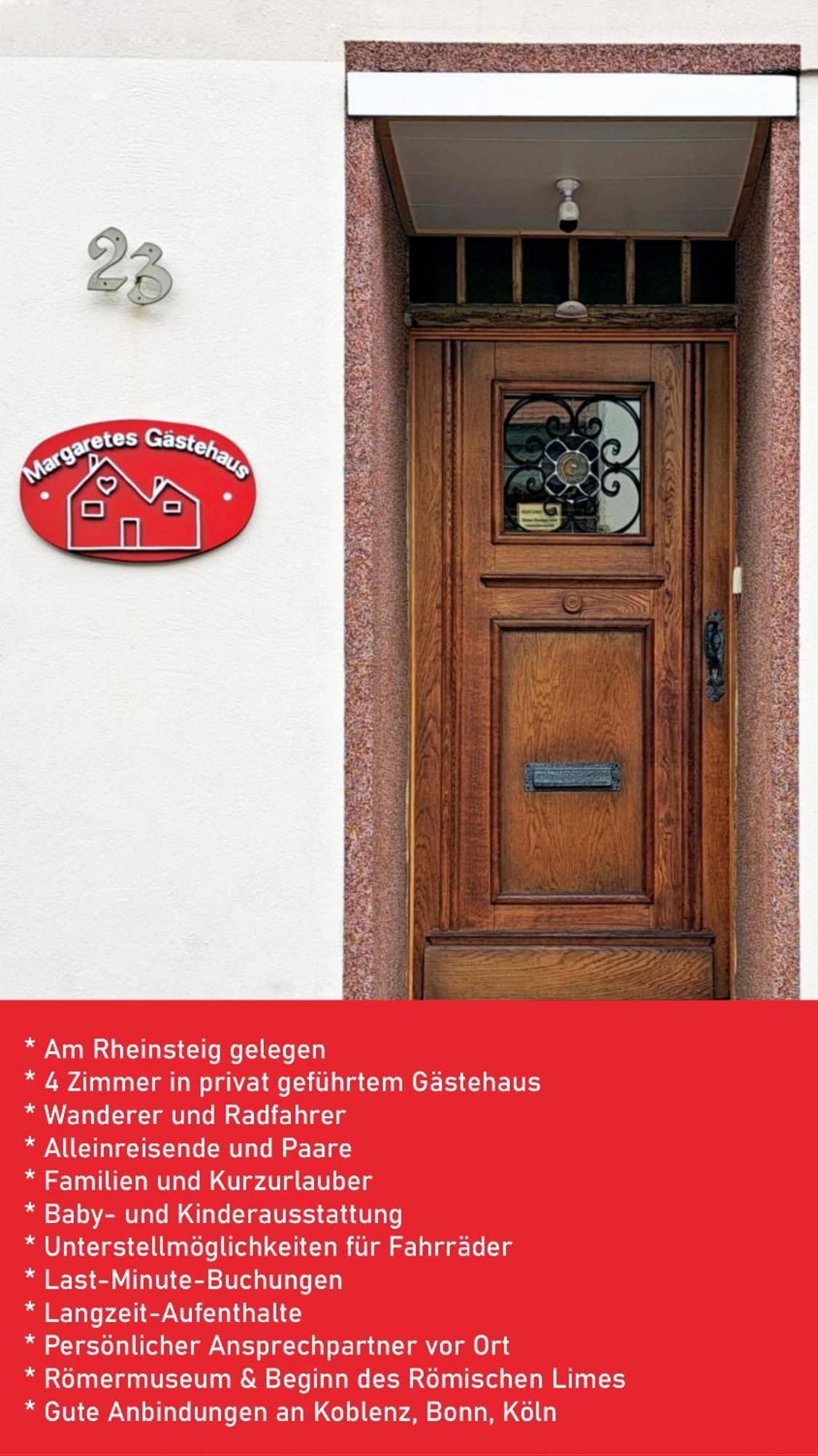 Margaretes Gaestehaus Am Rheinsteig Wanderer Radfahrer Familien Business-Reisende Wlan Gratis Rheinbrohl Εξωτερικό φωτογραφία